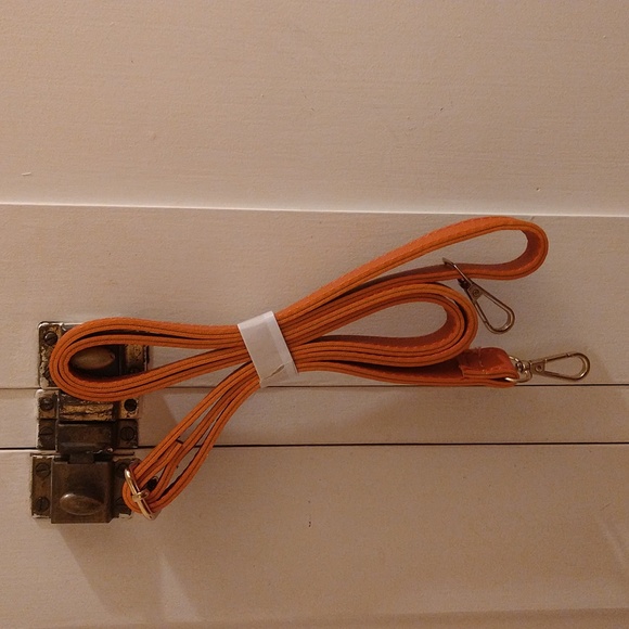 Orange studded shoulder bag with choice of two shoulder straps - Picture 9 of 10